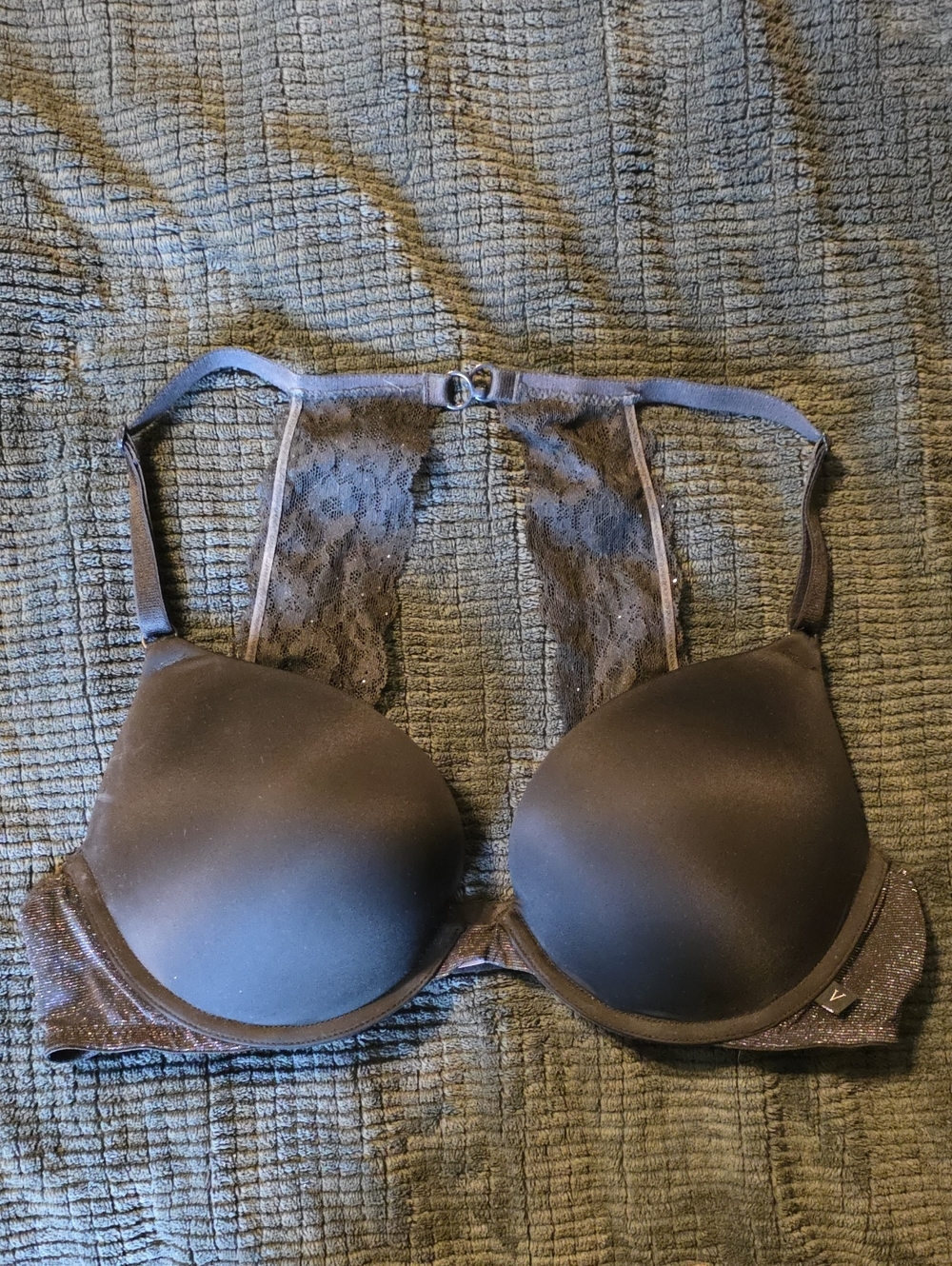 Victoria's Secret Black Lace Racerback Push-Up Bra 38B